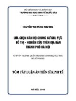 Tóm tắt Luận án Tiến sĩ Quản trị kinh doanh: Lựa chọn căn hộ chung cư khu vực đô thị - Nghiên cứu trên địa bàn Thành phố Hà Nội