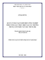 Tóm tắt Luận văn tiến sĩ Quản lý giáo dục: Quản lý đào tạo nghề Điện công nghiệp theo năng lực thực hiện tại các trường trung cấp khu vực Bắc Trung Bộ