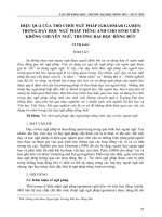 Hiệu quả của trò chơi ngữ pháp (grammar games) trong dạy học ngữ pháp tiếng Anh cho sinh viên không chuyên ngữ, trường Đại học Hồng Đức