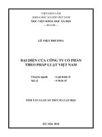 Tóm tắt Luận án tiến sĩ Luật học: Đại diện của công ty cổ phần theo pháp luật Việt Nam