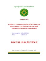 Tóm tắt Luận án tiến sĩ Nông nghiệp: Nghiên cứu xây dựng hệ thống thông tin đất đai phục vụ quản lý sử dụng đất sản xuất nông nghiệp huyện Đoan Hùng, tỉnh Phú Thọ