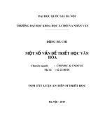 Tóm tắt Luận án Tiến sĩ Triết học: Một số vấn đề triết học văn hóa