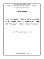 Luận văn Thạc sĩ Giáo dục học: Thực trạng quản lý hoạt động giáo dục ngoài giờ lên lớp ở các trường tiểu học bán trú quận 8 thành phố Hồ Chí Minh