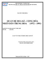 Luận văn Thạc sĩ Khoa học lịch sử: Quan hệ Hoa Kì – Cộng hòa Nhân dân Trung Hoa (1972 – 1991)