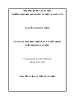 Tóm tắt Luận án Tiến sĩ Văn học: Văn du ký nửa đầu thế kỷ XX và tiến trình hiện đại hóa văn học