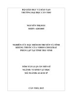 Tóm tắt Luận án Tiến sĩ: Nghiên cứu đặc điểm di truyền và tính kháng thuốc của V. cholerae phân lập tại tỉnh Trà Vinh