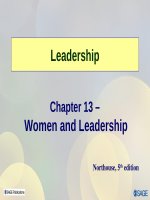 Lecture Leadership - Theory and practice: Chapter 13 – Women and leadership