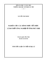 Tóm tắt Luận án Tiến sĩ Địa lí: Nghiên cứu các hình thức tổ chức lãnh thổ công nghiệp ở tỉnh Phú Thọ
