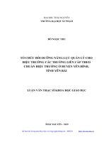Tổ chức bồi dưỡng năng lực quản lý cho hiệu trưởng các trường liên cấp theo chuẩn hiệu trưởng ở huyện yên bình, tỉnh yên bái 