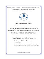 Tóm tắt Luận án tiến sĩ Kinh tế: Tác động của chính sách tiền tệ tới rủi ro mất khả năng thanh toán tại các Ngân Hàng Thương Mại Việt Nam