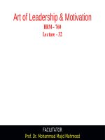 Lecture Art of Leadership and Motivation - Lecture 32