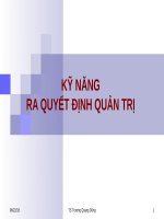 Bài giảng Kỹ năng ra quyết định quản trị - TS. Trương Quang Dũng