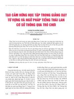 Tạo cảm hứng học tập trong giảng dạy từ vựng và ngữ pháp tiếng Thái Lan cơ sở thông qua trò chơi