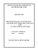 Tóm tắt Luận án Tiến sĩ Luật học: Bảo vệ quyền và lợi ích hợp pháp của người chưa thành niên theo pháp luật tố tụng hình sự Việt Nam