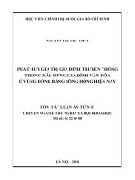 Tóm tắt Luận án tiến sĩ Triết học: Phát huy giá trị gia đình truyền thống trong xây dựng gia đình văn hóa ở vùng đồng bằng sông Hồng hiện nay