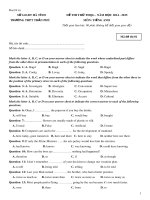 Đề thi thử số 01 trung học quốc gia có đáp án môn: Tiếng Anh - Trường THPT Trần Phú (Năm học 2014-2015)