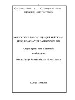 Luận án Tiến sĩ Kinh tế phát triển: Nghiên cứu nâng cao hiệu quả xuất khẩu hàng hóa của Việt Nam đến năm 2030