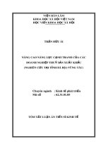 Tóm tắt Luận án Tiến sĩ Kinh tế: Nâng cao năng lực cạnh tranh của các doanh nghiệp thủy sản xuất khẩu (nghiên cứu tại tỉnh Bà Rịa-Vũng Tàu)