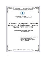Tóm tắt Luận án tiến sĩ Kinh tế: Kiểm soát nội bộ hoạt động tín dụng tại các ngân hàng thương mại cổ phần Việt Nam