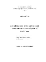 Luận án Tiến sĩ Kinh tế: Liên kết du lịch hàng không giá rẻ trong hội nhập kinh tế quốc tế ở Việt Nam