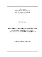 Luận án Tiến sĩ Luật học: Pháp luật về chống cạnh tranh không lành mạnh trong hoạt động ngân hàng của các Ngân hàng thương mại Việt Nam