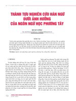 Thành tựu nghiên cứu Hán ngữ dưới ảnh hưởng của ngôn ngữ học phương Tây
