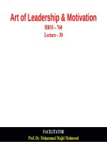 Lecture Art of Leadership and Motivation - Lecture 30