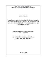 Dự thảo tóm tắt Luận án Tiến sĩ Khoa học môi trường: Nghiên cứu động thái và khả năng di chuyển của một số kim loại nặng (Cu, Pb, Zn) trong đất lúa sử dụng nước tưới từ sông Nhuệ khu vực