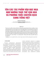 Tên các tác phẩm văn học Nga như những thực thể văn hoá và phương thức chuyển dịch sang tiếng Việt