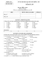 Đề thi chọn HSG cấp trường lần 2 năm 2017-2018 môn tiếng Anh lớp 9