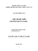 Tóm tắt Luận án Tiến sĩ Văn học: Một số đặc điểm thi pháp kịch Tagore