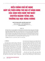 Điều chỉnh chủ đề nghe giúp cải thiện hứng thú học kỹ năng nghe của sinh viên năm thứ nhất chuyên ngành tiếng Anh, trường Đại học Hùng Vương