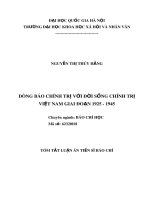 Tóm tắt Luận án Tiến sĩ Báo chí: Dòng báo chính trị với đời sống chính trị Việt Nam giai đoạn 1925-1945