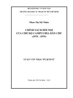 Luận văn Thạc sĩ Lịch sử: Chính sách đối nội của chế độ Campuchia dân chủ (1975 - 1979)