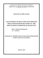 Quản lý hoạt động giáo dục kỹ năng tự bảo vệ cho học sinh tiểu học ở các xã miền núi thành phố hà nội tt tiếng anh 