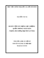 Tóm tắt Luận văn tiến sĩ Xã hội học: Di dân với xây dựng lực lượng quốc phòng toàn dân (Nghiên cứu trường hợp tỉnh Lai Châu)