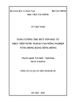 Tóm tắt Luận án Tiến sĩ Kinh tế: Tăng cường thu hút vốn đầu tư trực tiếp nước ngoài vào nông nghiệp vùng Đồng bằng Sông Hồng
