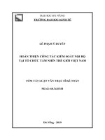 Tóm tắt Luận văn thạc sĩ Kế toán: Hoàn thiện công tác kiểm soát nội bộ tại tổ chức tầm nhìn thế giới Việt Nam