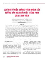 Lợi ích từ việc giảng viên nhận xét tương tác vào bài viết tiếng Anh của sinh viên