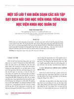 Một số lưu ý khi biên soạn các bài tập dạy dịch nói cho học viên khoa tiếng Nga Học viện Khoa học Quân sự