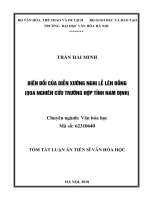 Tóm tắt Luận án tiến sĩ Văn hóa học: Biến đổi của diễn xướng nghi lễ lên đồng (qua nghiên cứu trường hợp tỉnh Nam Định)