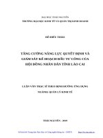 Tăng cường năng lực quyết định và giám sát kế hoạch đầu tư công của hội đồng nhân dân tỉnh lào cai 