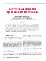 Các yếu tố ảnh hưởng đến dạy và học phát âm tiếng Anh