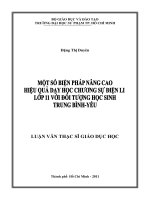 Luận văn Thạc sĩ Giáo dục học: Một số biện pháp nâng cao hiệu quả dạy học chương Sự điện li lớp 11 với đối tượng học sinh trung bình - yếu