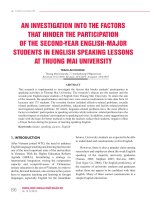 An investigation into the factors that hinder the participation of the second year English major students in English speaking lessons at Thuong Mai University