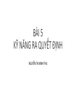Bài giảng Kỹ năng lãnh đạo: Bài  5 - ThS. Nguyễn Thị Minh Thu