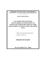 Thesis Sumary: Factors influencing Franchisee’s intention to remain in the franchise system in Ho Chi Minh City