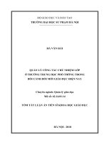 Tóm tắt Luận án tiến sĩ Khoa học giáo dục: Quản lý công tác chủ nhiệm lớp ở trường trung học phổ thông trong bối cảnh đổi mới giáo dục hiện nay