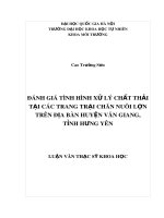 Luận văn Thạc sĩ Khoa học: Đánh giá tình hình xử lý chất thải tại các trang trại chăn nuôi lợn trên địa bàn huyện Văn Giang, tỉnh Hưng Yên