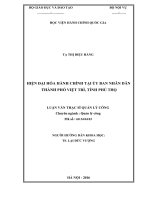 Tóm tắt luận văn Thạc sĩ Quản lý công: Hiện đại hóa hành chính tại UBND thành phố Việt Trì, tỉnh Phú Thọ